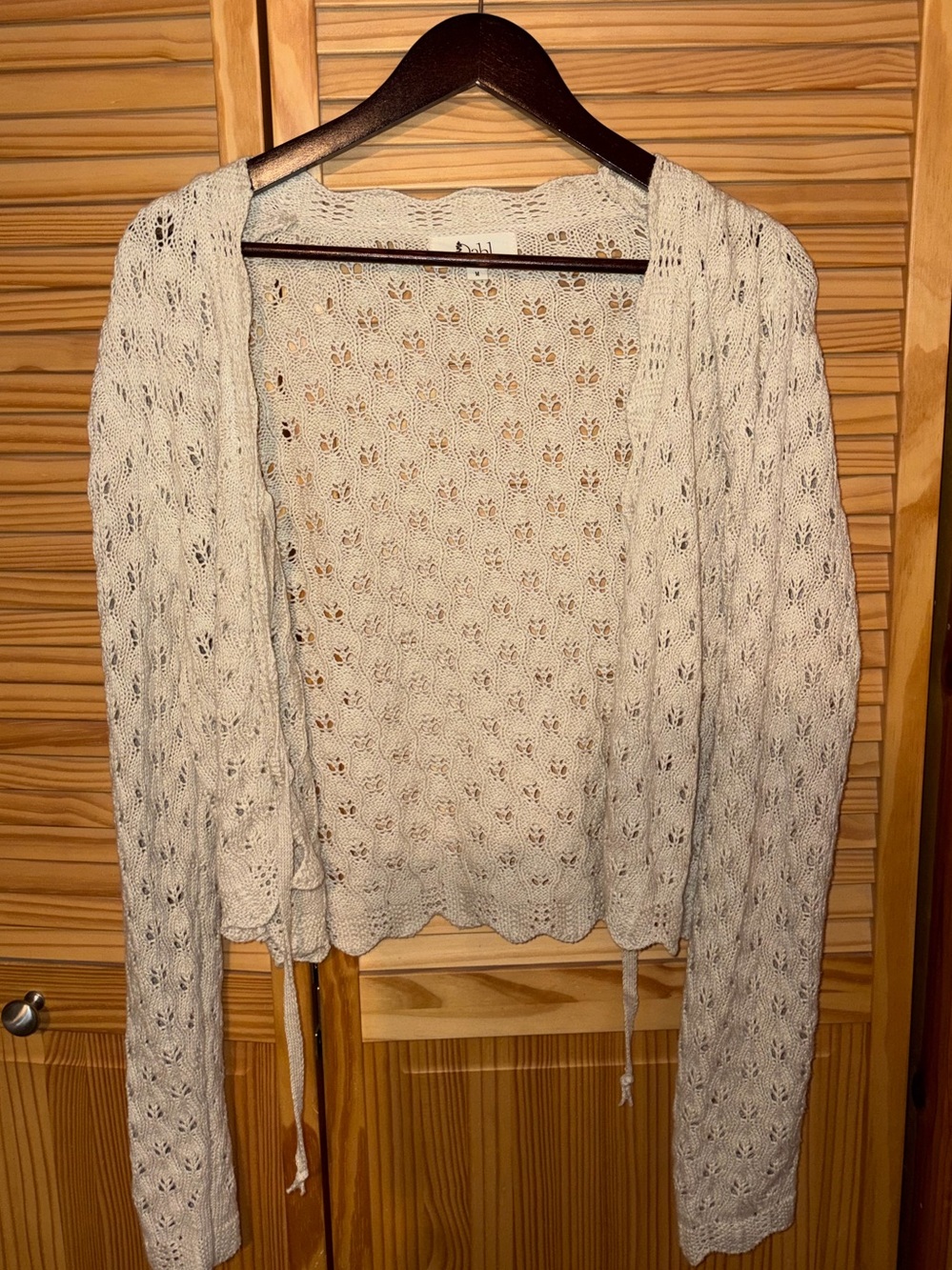 Dahl Pointelle Tie Front Cardigan, Medium, New Never Worn